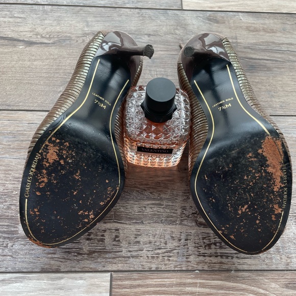 Charles Jourdan Paris brown pep toe heeled booty - Picture 4 of 6